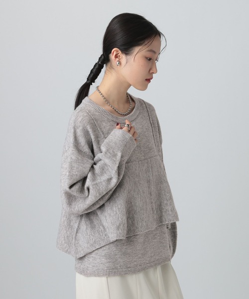 LEPSIM（レプシィム）の「7ゲージキャミドッキングプルオーバー　630090（ニット/セーター・レディース・ブラック/グレー/ベージュ・FREE）」の12枚目の写真