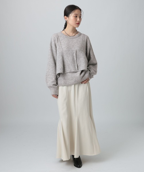 LEPSIM（レプシィム）の「7ゲージキャミドッキングプルオーバー　630090（ニット/セーター・レディース・ブラック/グレー/ベージュ・FREE）」の14枚目の写真