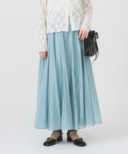 Ray BEAMS（レイビームス）の「シアー エアリー フレア スカート（スカート・レディース・サックスブルー/ブラック/クリーム・1/0）」の3枚目の写真