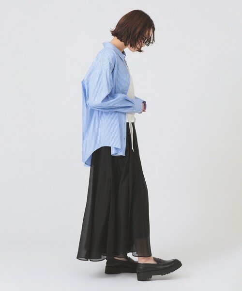 Ray BEAMS（レイビームス）の「シアー エアリー フレア スカート（スカート・レディース・サックスブルー/ブラック/クリーム・1/0）」の5枚目の写真