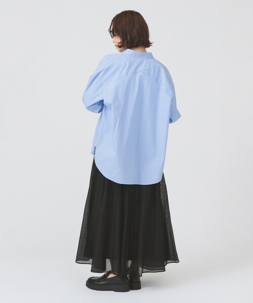 Ray BEAMS（レイビームス）の「シアー エアリー フレア スカート（スカート・レディース・サックスブルー/ブラック/クリーム・1/0）」の6枚目の写真