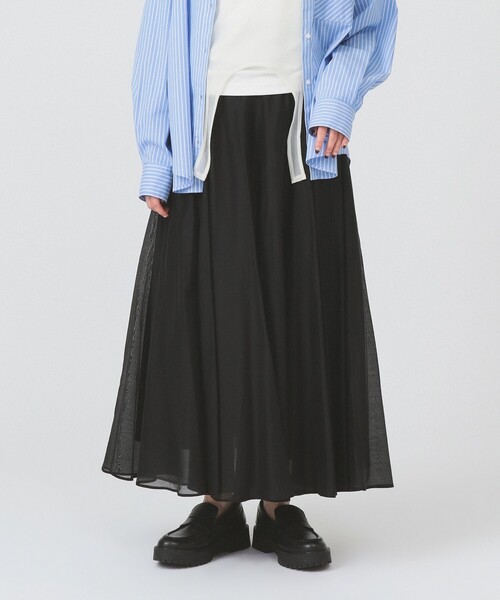 Ray BEAMS（レイビームス）の「シアー エアリー フレア スカート（スカート・レディース・サックスブルー/ブラック/クリーム・1/0）」の7枚目の写真