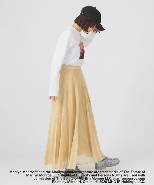 Ray BEAMS（レイビームス）の「シアー エアリー フレア スカート（スカート・レディース・サックスブルー/ブラック/クリーム・1/0）」の9枚目の写真