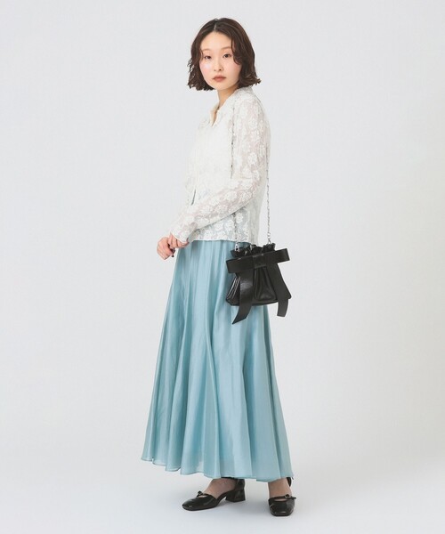 Ray BEAMS（レイビームス）の「シアー エアリー フレア スカート（スカート・レディース・サックスブルー/ブラック/クリーム・1/0）」の13枚目の写真