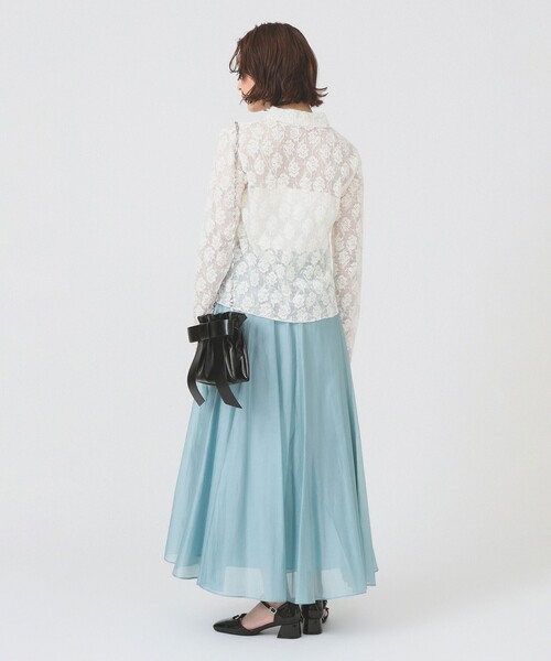 Ray BEAMS（レイビームス）の「シアー エアリー フレア スカート（スカート・レディース・サックスブルー/ブラック/クリーム・1/0）」の14枚目の写真