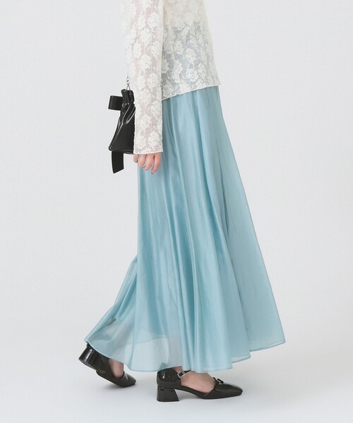Ray BEAMS（レイビームス）の「シアー エアリー フレア スカート（スカート・レディース・サックスブルー/ブラック/クリーム・1/0）」の15枚目の写真