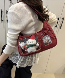 SILVER BULLET（シルバーバレット）の「『SBLTR』ユニセックス 透明クリアポケット付き スモールカード フィギュア ショルダーパインバッグ Y2K 韓国風（ショルダーバッグ）」