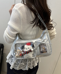 SILVER BULLET（シルバーバレット）の「『SBLTR』ユニセックス 透明クリアポケット付き スモールカード フィギュア ショルダーパインバッグ Y2K 韓国風（ショルダーバッグ）」