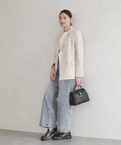 TRUDEA（トルディア）の「オケージョン/セレモニー対応【2026SS新作】 ダブルブレストテーラードジャケット/洗えるウォッシャブル機能（テーラードジャケット・レディース・グレイッシュベージュ/ライトグレー/ネイビー・SMALL/MEDIUM/LARGE）」の10枚目の写真