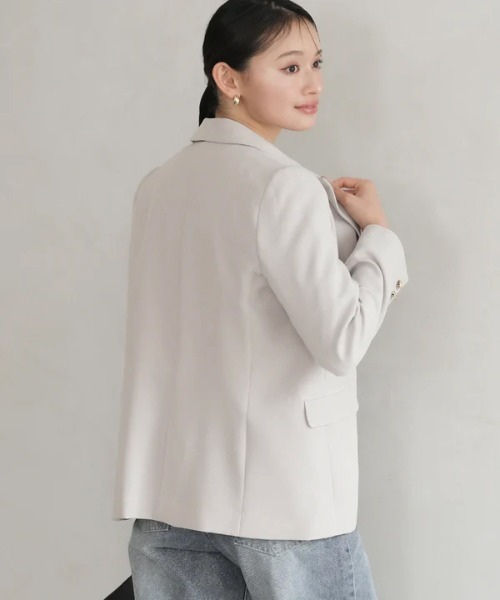 TRUDEA（トルディア）の「オケージョン/セレモニー対応【2026SS新作】 ダブルブレストテーラードジャケット/洗えるウォッシャブル機能（テーラードジャケット・レディース・グレイッシュベージュ/ライトグレー/ネイビー・SMALL/MEDIUM/LARGE）」の9枚目の写真