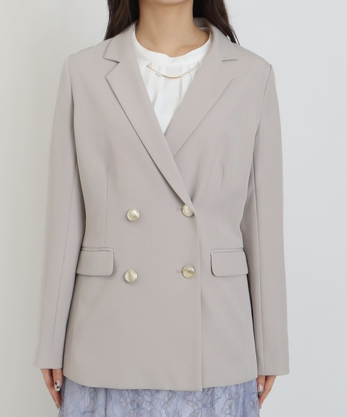 TRUDEA（トルディア）の「オケージョン/セレモニー対応【2026SS新作】 ダブルブレストテーラードジャケット/洗えるウォッシャブル機能（テーラードジャケット・レディース・グレイッシュベージュ/ライトグレー/ネイビー・SMALL/MEDIUM/LARGE）」の15枚目の写真