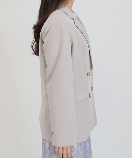 TRUDEA（トルディア）の「オケージョン/セレモニー対応【2026SS新作】 ダブルブレストテーラードジャケット/洗えるウォッシャブル機能（テーラードジャケット・レディース・グレイッシュベージュ/ライトグレー/ネイビー・SMALL/MEDIUM/LARGE）」の16枚目の写真