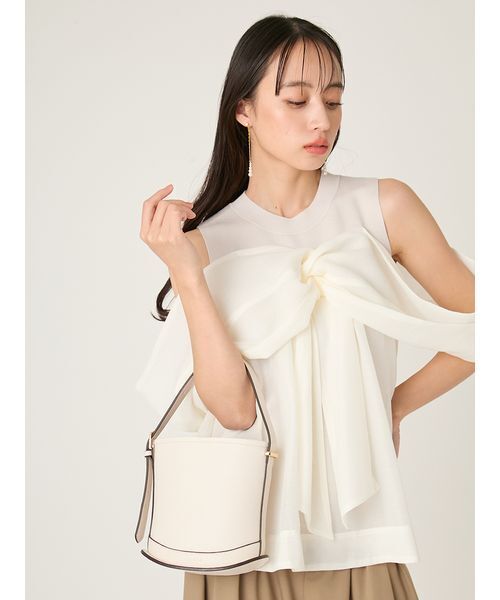 FRAY I.D（フレイアイディー）の「カーブラインミニバスケットバッグ（ハンドバッグ・レディース・アイボリー/ブラック/グリーン/ピンク・F）」の15枚目の写真