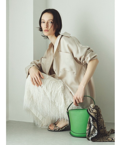 FRAY I.D（フレイアイディー）の「カーブラインミニバスケットバッグ（ハンドバッグ・レディース・アイボリー/ブラック/グリーン/ピンク・F）」の3枚目の写真