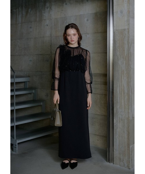 LE'RURE(リルアー)の「Pearl blouse set dress(ドレス・レディース・ブラック/ブルーグレー/ベージュ/ブラック×ベージュ/チャコールグレー×ブラック・SMALL/MEDIUM/TALL)」の12枚目の写真