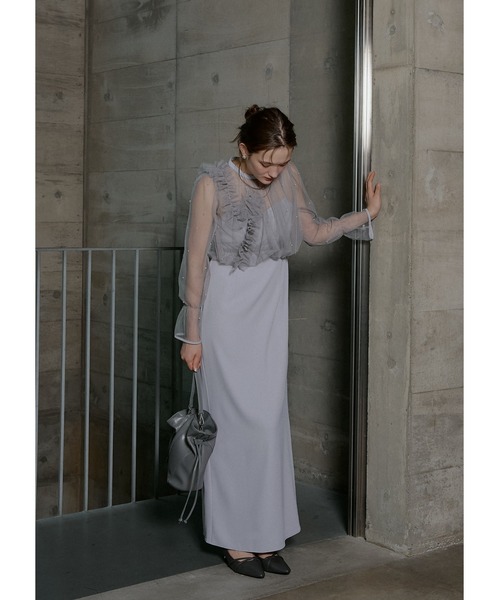 LE'RURE(リルアー)の「Pearl blouse set dress(ドレス・レディース・ブラック/ブルーグレー/ベージュ/ブラック×ベージュ/チャコールグレー×ブラック・SMALL/MEDIUM/TALL)」の22枚目の写真