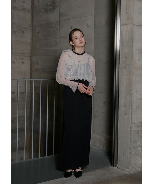 LE'RURE(リルアー)の「Pearl blouse set dress(ドレス・レディース・ブラック/ブルーグレー/ベージュ/ブラック×ベージュ/チャコールグレー×ブラック・SMALL/MEDIUM/TALL)」の8枚目の写真
