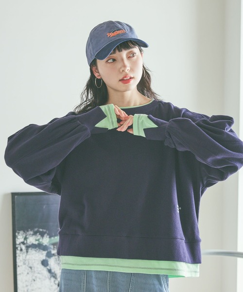 niko and...（ニコアンド）の「レイヤーライクスウェットプルオーバー（スウェット・レディース・ピンク/グレー/オフホワイト/ネイビー・MEDIUM/LARGE）」の14枚目の写真