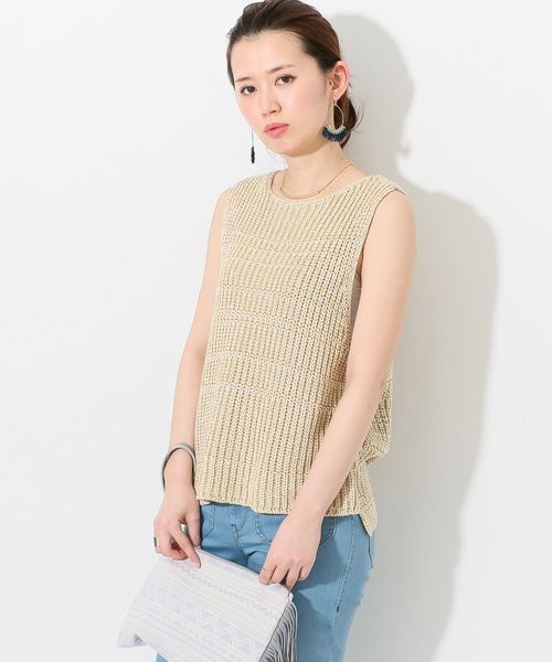 SENSE OF PLACE by URBAN RESEARCH(センスオブプレイスバイアーバンリサーチ)の「TRB 畦引き揃えニットベスト(ベスト・レディース・ベージュ/ブラック・FREE)」の1枚目の写真