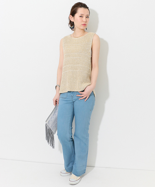 SENSE OF PLACE by URBAN RESEARCH(センスオブプレイスバイアーバンリサーチ)の「TRB 畦引き揃えニットベスト(ベスト・レディース・ベージュ/ブラック・FREE)」の4枚目の写真