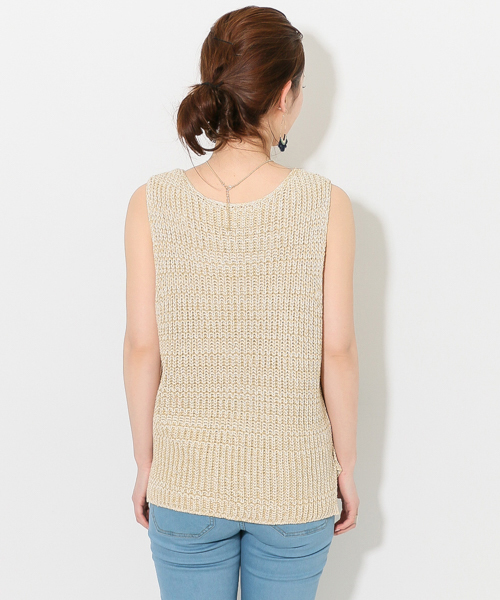 SENSE OF PLACE by URBAN RESEARCH(センスオブプレイスバイアーバンリサーチ)の「TRB 畦引き揃えニットベスト(ベスト・レディース・ベージュ/ブラック・FREE)」の8枚目の写真