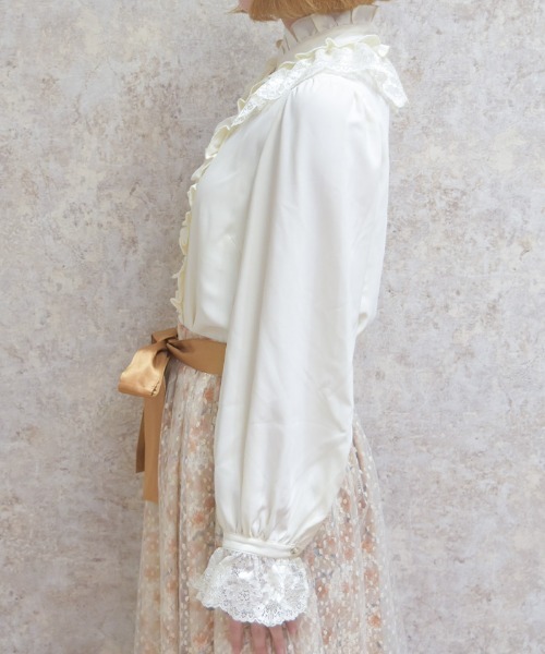 axes femme(アクシーズファム)の「レースフリルブラウス(シャツ/ブラウス・レディース・ブラック/ホワイト/ピンク・MEDIUM)」の5枚目の写真