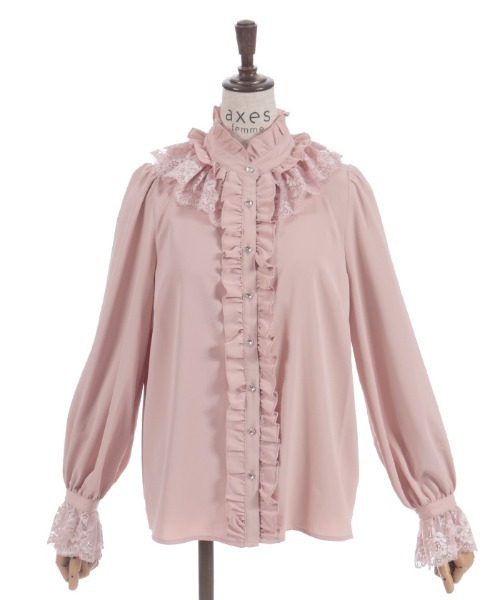 axes femme(アクシーズファム)の「レースフリルブラウス(シャツ/ブラウス・レディース・ブラック/ホワイト/ピンク・MEDIUM)」の11枚目の写真