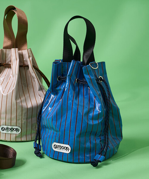 FREAK'S STORE(フリークスストア)の「OUTDOOR PRODUCTS × FREAK'S STORE/アウトドアプロダクツ 別注 2WAY ストライプ巾着バッグ/PVCバッグ(ショルダーバッグ・レディース・ブラウン/ブルー/ベージュ・ONE SIZE)」の22枚目の写真