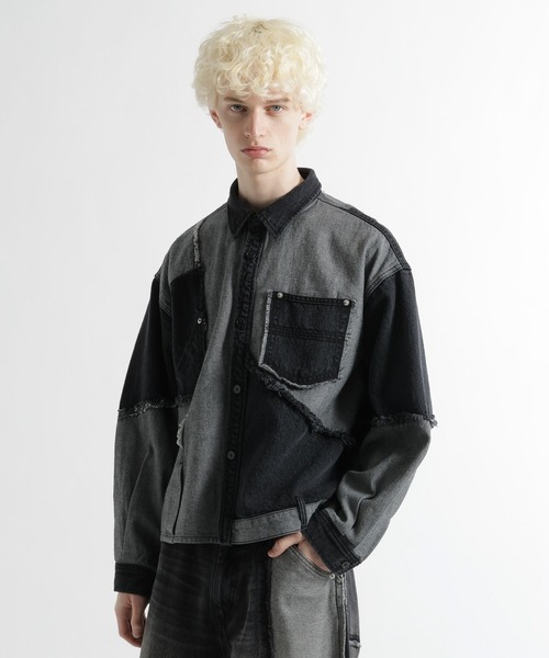 HARE(ハレ)の「サイコウチクデニムシャツ(HARE)(シャツ/ブラウス・メンズ・ブラック/オフホワイト・FREE)」の1枚目の写真