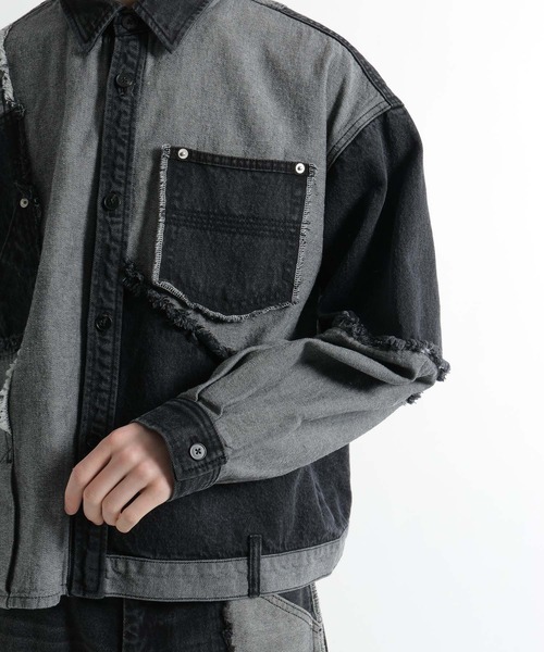 HARE(ハレ)の「サイコウチクデニムシャツ(HARE)(シャツ/ブラウス・メンズ・ブラック/オフホワイト・FREE)」の18枚目の写真