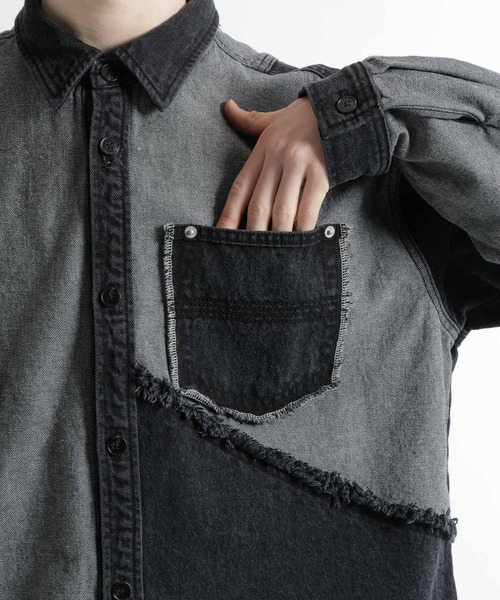 HARE(ハレ)の「サイコウチクデニムシャツ(HARE)(シャツ/ブラウス・メンズ・ブラック/オフホワイト・FREE)」の20枚目の写真