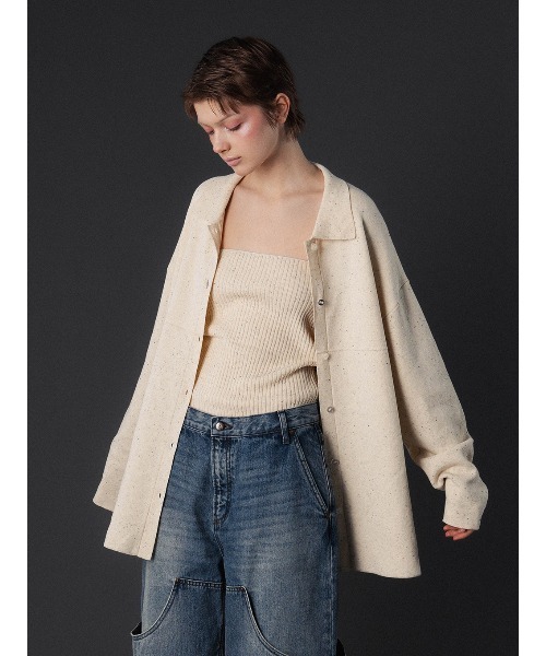 ELCHELE(エルチェレ)の「NEP KNIT TUBE TOP(チューブトップ・レディース・サックスブルー/ライトブラウン/オートミール/レッド・FREE)」の9枚目の写真