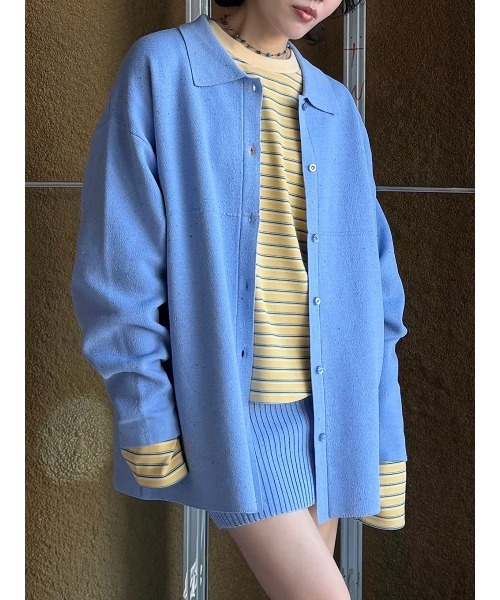 ELCHELE(エルチェレ)の「NEP KNIT TUBE TOP(チューブトップ・レディース・サックスブルー/ライトブラウン/オートミール/レッド・FREE)」の17枚目の写真
