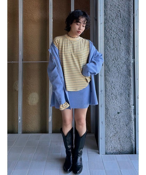 ELCHELE(エルチェレ)の「NEP KNIT TUBE TOP(チューブトップ・レディース・サックスブルー/ライトブラウン/オートミール/レッド・FREE)」の19枚目の写真