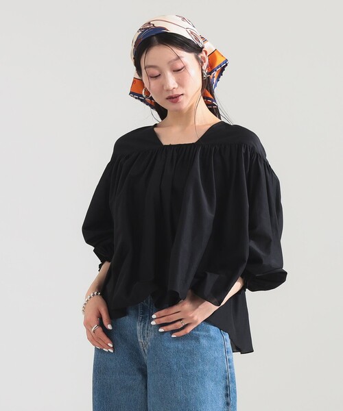 Demi-Luxe BEAMS（デミルクス ビームス）の「【8/6値下げ】コットンシルク 2WAY ブラウス（シャツ/ブラウス・レディース・オレンジ/ブラック/オフホワイト・ONE SIZE）」の3枚目の写真