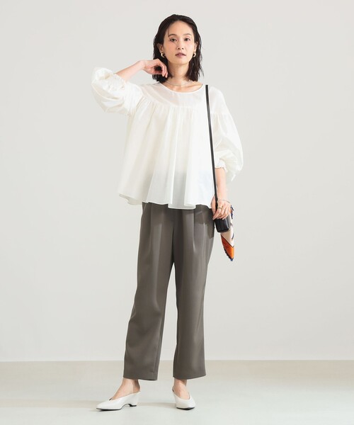 Demi-Luxe BEAMS（デミルクス ビームス）の「【8/6値下げ】コットンシルク 2WAY ブラウス（シャツ/ブラウス・レディース・オレンジ/ブラック/オフホワイト・ONE SIZE）」の4枚目の写真