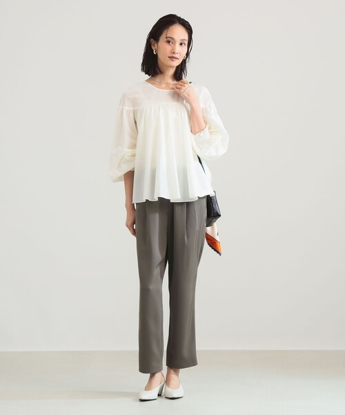 Demi-Luxe BEAMS（デミルクス ビームス）の「【8/6値下げ】コットンシルク 2WAY ブラウス（シャツ/ブラウス・レディース・オレンジ/ブラック/オフホワイト・ONE SIZE）」の5枚目の写真