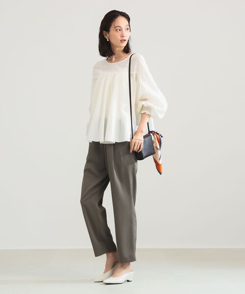 Demi-Luxe BEAMS（デミルクス ビームス）の「【8/6値下げ】コットンシルク 2WAY ブラウス（シャツ/ブラウス・レディース・オレンジ/ブラック/オフホワイト・ONE SIZE）」の6枚目の写真