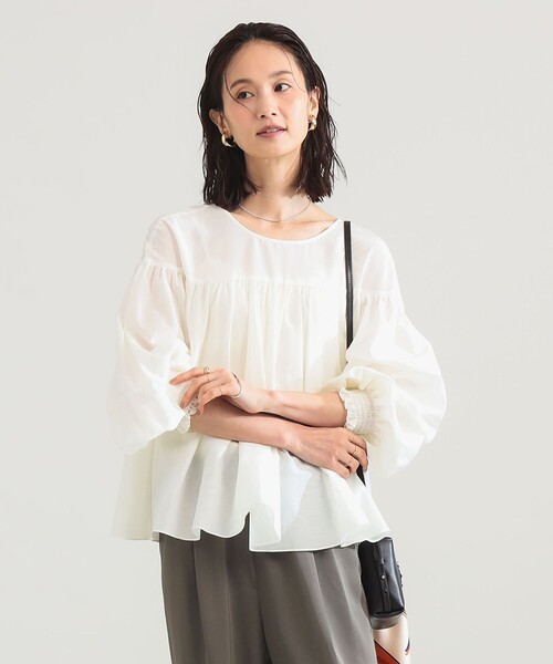 Demi-Luxe BEAMS（デミルクス ビームス）の「【8/6値下げ】コットンシルク 2WAY ブラウス（シャツ/ブラウス・レディース・オレンジ/ブラック/オフホワイト・ONE SIZE）」の7枚目の写真