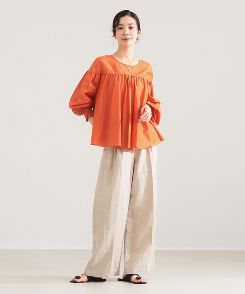 Demi-Luxe BEAMS（デミルクス ビームス）の「【8/6値下げ】コットンシルク 2WAY ブラウス（シャツ/ブラウス・レディース・オレンジ/ブラック/オフホワイト・ONE SIZE）」の14枚目の写真