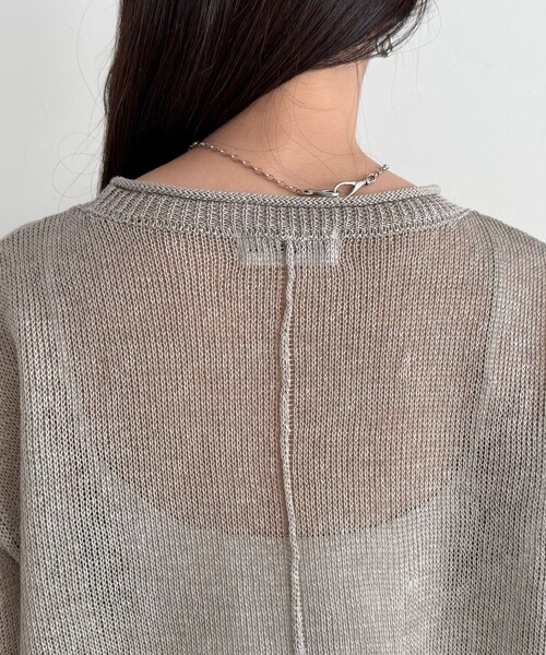 fredy emue（フレディエミュ）の「LINEN100ニットプルオーバー（ニット/セーター・レディース・ライトグリーン/オフホワイト/ベージュ/ネイビー・38）」の5枚目の写真