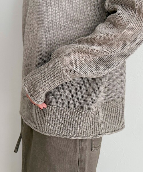 fredy emue（フレディエミュ）の「LINEN100ニットプルオーバー（ニット/セーター・レディース・ライトグリーン/オフホワイト/ベージュ/ネイビー・38）」の7枚目の写真