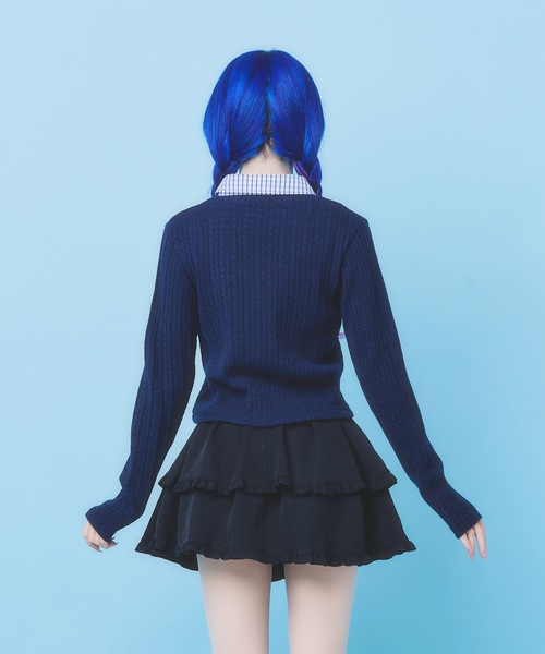 Hauls(ハウルズ)の「襟付きにっとカーディガン(カーディガン/ボレロ・レディース・グレー/ネイビー・FREE)」の3枚目の写真