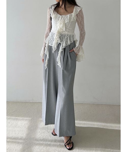 SNIDEL(スナイデル)の「カットレースフリルプルオーバー(Tシャツ/カットソー・レディース・カーキ/アイボリー/ピンク・F)」の9枚目の写真