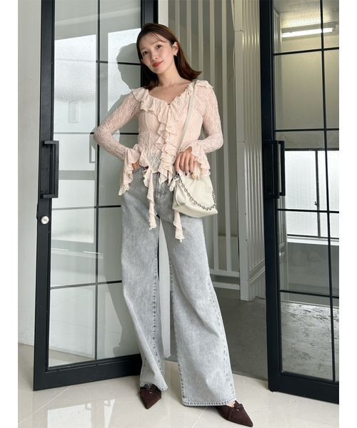 SNIDEL(スナイデル)の「カットレースフリルプルオーバー(Tシャツ/カットソー・レディース・カーキ/アイボリー/ピンク・F)」の11枚目の写真