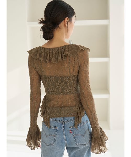 SNIDEL(スナイデル)の「カットレースフリルプルオーバー(Tシャツ/カットソー・レディース・カーキ/アイボリー/ピンク・F)」の13枚目の写真