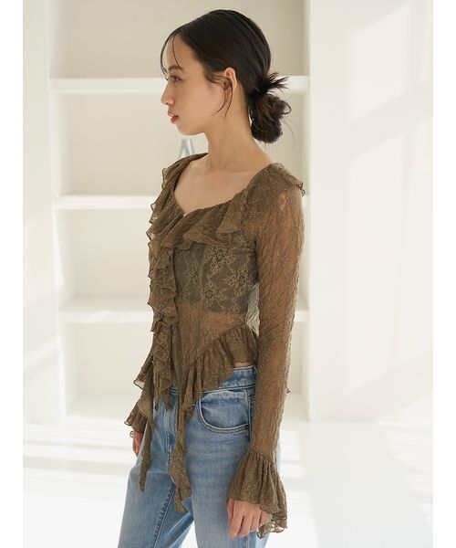 SNIDEL(スナイデル)の「カットレースフリルプルオーバー(Tシャツ/カットソー・レディース・カーキ/アイボリー/ピンク・F)」の14枚目の写真