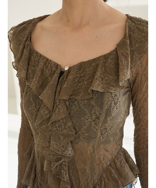 SNIDEL(スナイデル)の「カットレースフリルプルオーバー(Tシャツ/カットソー・レディース・カーキ/アイボリー/ピンク・F)」の15枚目の写真