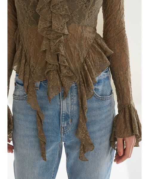 SNIDEL(スナイデル)の「カットレースフリルプルオーバー(Tシャツ/カットソー・レディース・カーキ/アイボリー/ピンク・F)」の16枚目の写真