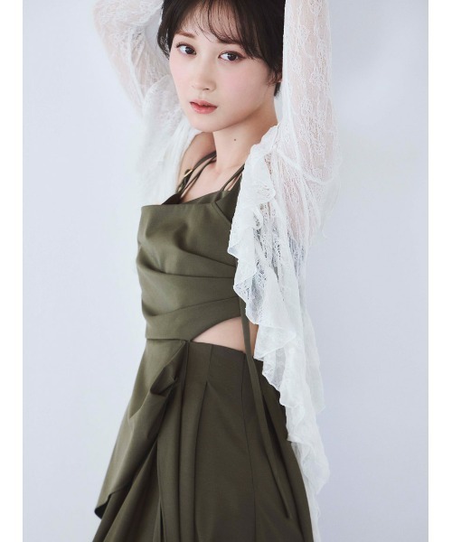 モ*ル様 snidel  フリルレースカット上下セット SNIDEL（スナイデル） tシャツ カットレースフリルプルオーバー